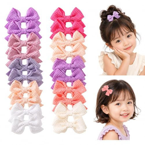 BIVYAX 20 Pinzas Pelo Bebe Niña con Lazos de Colores, Set de Lacitos y Horquillas para Bebés Niñas, Clips Pelo Pequeño Regalo para Recién Nacida y Niña Adolescente