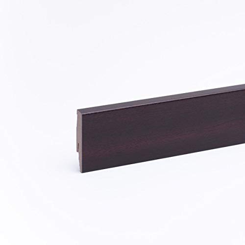 Leiste24 Dekor-Sockelleiste 60mm I Fußleiste 60 Höhe I stabiles MDF mit Dekor I Länge 2.600 mm I Bodenleiste mit integriertem Kabelkanal + Clipfräsung I Mahagoni