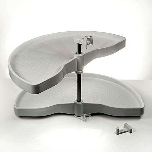 Eckschrankdrehbeschlag 1/2-Kreis Drehbeschlag 900er Halbkreisboden mit grauen Drehböden belastbar bis 20 Kg pro Boden für 90er Eckschrank von SO-TECH® - Made in Germany