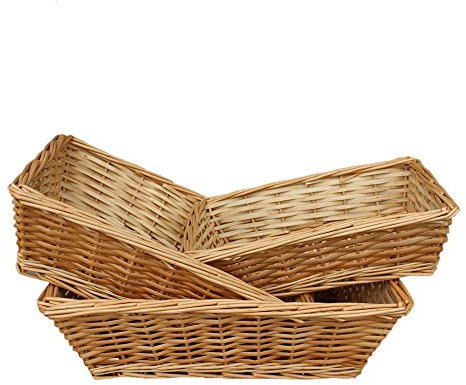 Red Hamper Tapered Split Willow Tray Set of 3, Wicker, Brown, 14 x 30.5 x 44 cm