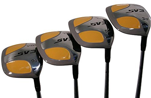 Senior Men's SV3 Yellow Square Fairway 3 5 7 9 Wood Set Golf Clubs, Right Handed Flex with Size Black Pro Velvet Grips
