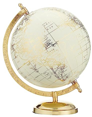 Abbott Collection 57-LATITUDE-02 Globus auf Ständer, Metall und Kunststoff, elfenbeinfarben