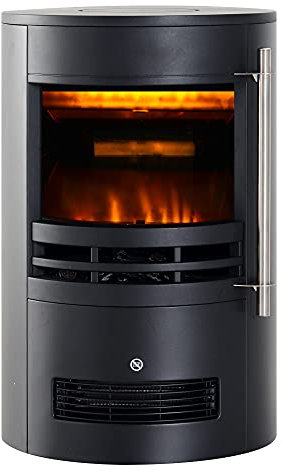 HOMCOM Camino Elettrico da Terra Potenza 900W/2000W con Effetto Fiamma 41 × 41 × 64.5cm Nero
