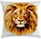 ABAKUHAUS Afrika Kissenbezug, Tropen Safari Löwe-Kunst, Wasser und Schmutz resistent Waschbar Beidseitiger Druck mit Reißverschluß, 45 x 45 cm, Orange Weiß