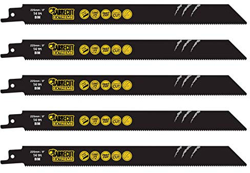 5 x SabreCut SCRS1122BF_5 225mm 14 TPI S1122BF Fast Wood and Metal Cutting Reciprocating Sabre Saw Blades
