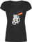 T-Shirt Damen V Ausschnitt - EM WM - Fußball Katze Deutschland - 3XL - Schwarz - Deutschland-Fanartikel fußball-Fanartikel Europameisterschaft Katzen Tshirt Fan Shirt fußballtrikot Fussball
