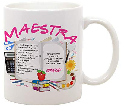 t-shirteria - Tazza Maestra Ideale per Regalo di Fine Anno e Scuola - Ceramica Eco-Friendly con Dedica per Insegnanti (Maestra Quaderno)