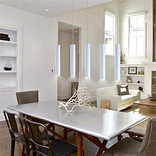 Hobaca Moderne LED Pendelleuchte 12W | Energieklasse A | 30cm COB Downlight Weiß für Kücheninsel, Esszimmer & Bar | Zylinderrohr Design