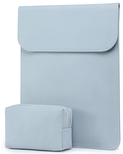 HYZUO 15-16 Zoll Laptop Hülle Tasche Laptophülle für MacBook Pro 16 M4/M3/M2/M1 A3403 A3186 A2991 2025-2019, XPS 15, MacBook Pro 15 2015-2012 A1398, Kunstlederhülle mit Tragetasche, Blass blau