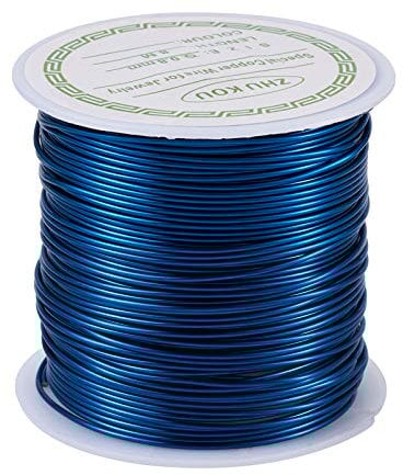 PandaHall 26.3 Feet Tarnish Resistant Bare Copper Wire 20 Gauge 0.8mm Jewelry Beading Wire for Crafts Beading Jewelry Making Supplies(Marine Blue)