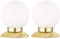 2er SET kleine Touch Kugelleuchten 13cm Messing mit Glaskugel Weiß