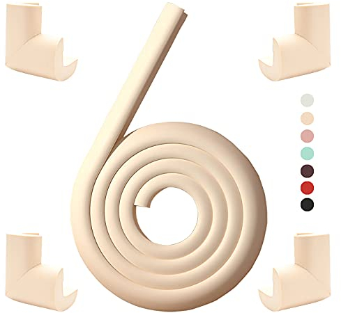 Kantenschutz Baby,Schaumstoff Eckenschutz Selbstklebend FüR Kinder,Baby Sicherheit Mit Kleber,Tischeckenschutz StoßSchutz,Weicher StoßSchutz FüR MöBel,Schreibtische,Theken(Beige 4 Ecken+2M/78 Zoll)