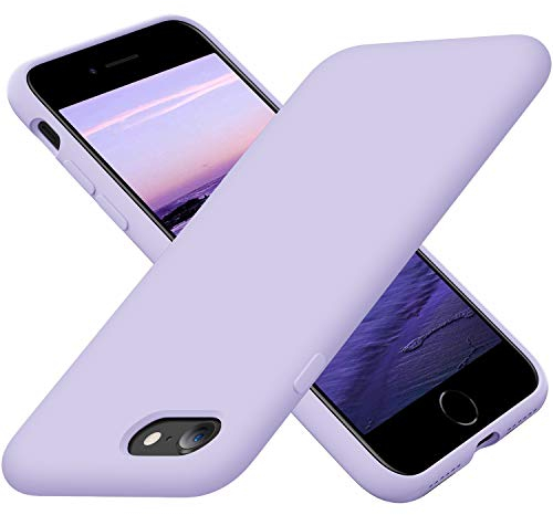 Cordking Designed for iPhone SE Case 2022/2020, for iPhone 7 8 Case, Silicone Ultra Slim Shockproof Phone Case with [Soft Microfiber Lining], 4.7 inch,Clove Purple