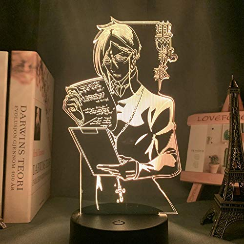 Anime Black Butler Lampe LED Nachtlicht für Schlafzimmer Dekoration Bunte Nachtlicht 3d Anime Illusion Licht Geburtstagsgeschenk-16 Farbe mit Fernbedienung