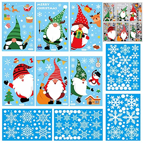 Fensterbilder Weihnachten,Weihnachtsdeko Fenster,Deko Fenstersticker Fensterbild,Fensteraufkleber Statisch Haftende PVC Türen Selbstklebend Glas Fensterdeko Schneeflocke