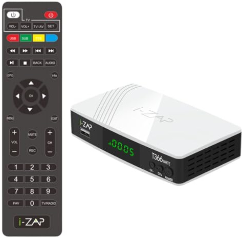i-ZAP T366 - Decoder Digitale Terrestre 2026 DVB-T2 con Telecomando incluso. Presa HDMI, SCART, USB, ETHERNET