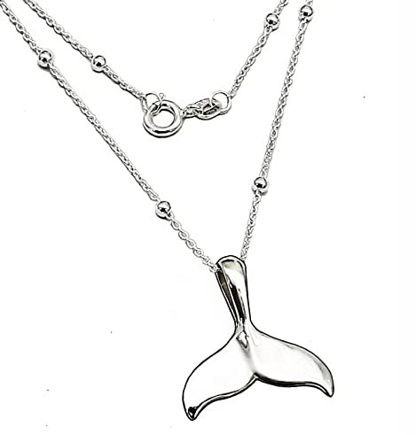 Ekonat - gargantilla plata mujer-Collar cola de ballena para mujer chica- Colgante cola de ballena de plata de ley - colgante de plata sirena
