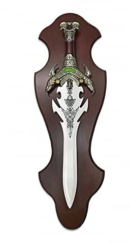 TS Tactical Store Épée décorative dragons de Tolède | Épée médiévale de décoration fabriquée à Tolède sur planche en bois (50 cm) | Décoration médiévale Vikings Deco-SPDD-32485
