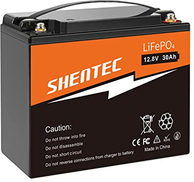 Shentec 12V Batterie al litio LiFePO4 30Ah ricaricabile con oltre 3000 volte di ciclo profondo e protezione BMS per impianto solare