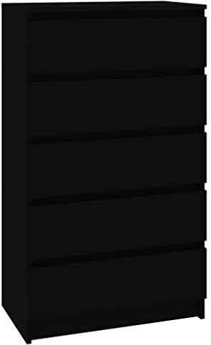 vidaXL Schubladenschrank, Schrank mit viel Stauraum, Kommode für Schlafzimmer Wohnzimmer, Anrichte Sideboard Beistellschrank, Schwarz Holzwerkstoff