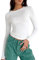 Women's Slim Fit Crop Tops Casual Solid Color Crew Neck Long Sleeve Tight T-Shirt Basic Blouse Tee Tops (White, S)