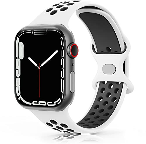 Meliya Correa para Apple Watch 44mm 40mm 45mm 41mm 42mm 38mm,Deportiva Silicona Colorido Suave Pulseras de Repuesto para iWatch Series 8 7 SE 6 5 4 3 2 1 Hombre y Mujer(38mm/40mm/41mm,Blanco Negro)