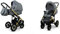 BabyLux® Sky Lark 2-in-1 Baby Kinderwagen Tief und Kinderwagen mit Zubehör Verstellbar und faltbar Aluminiumkonstruktion Wasserdicht Nicht abnehmbare Räder Grey Flex Gold Frame