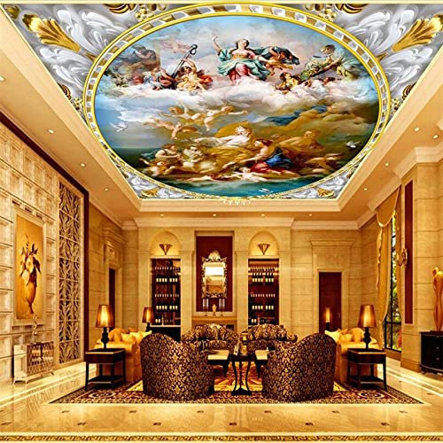 SABORR Fototapete 3d wohnzimmer decke tapete klassisch engel figur ölgemälde schlafzimmer dach dekoration aufkleber wandkunst malerei