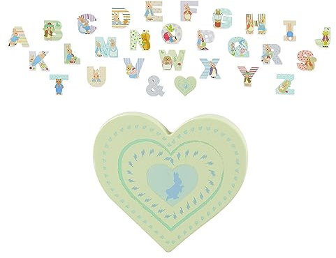 Peter Rabbit Wooden Letters by Orange Tree Toys, Letter Heart Sign - Alphabet Animal Letter for Personalised Baby Name, Toy Box, Door, Wall Decorations, Animals Nursery Decor, Boys Girls Bedroom