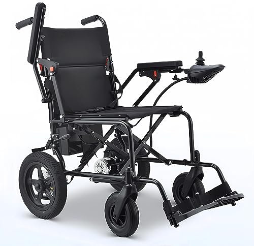 Bueuwe Elektrischer Rollstuhl Elektrisch Faltbar Leicht Elektrorollstuhl, Elektrische Rollstühle für ältere Menschen, 24V 12A Lithium Batterie, Tragfähigkeit 150kg, Reichweite 18km, 24.8 kg