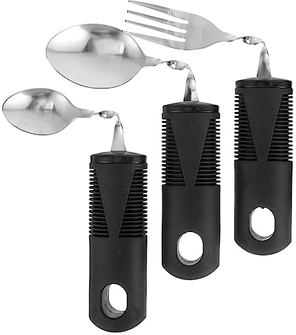 Ensemble D'ustensiles Adaptatifs 3 Pièces Couverts Cuillère Portable Fourchette Pour Personnes Âgées Tremblements