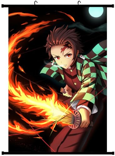 IQEPXTGO De-mon Slayer Anime Poster Scroll Anime Wandkunst Bilder Aufhängen Ästhetische Raumdekor Leinwand Hd Gedruckt Rahmen Segeltuch Malerei 40x60cm/16 * 24 Zoll(B)
