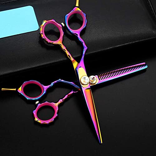 Linkshänder Japan Haarschere Teflonschere Günstige Friseurschere Friseur Effilierschere Friseur Rasiermesser Haarschnitt, bunt, 5,5 Zoll Set