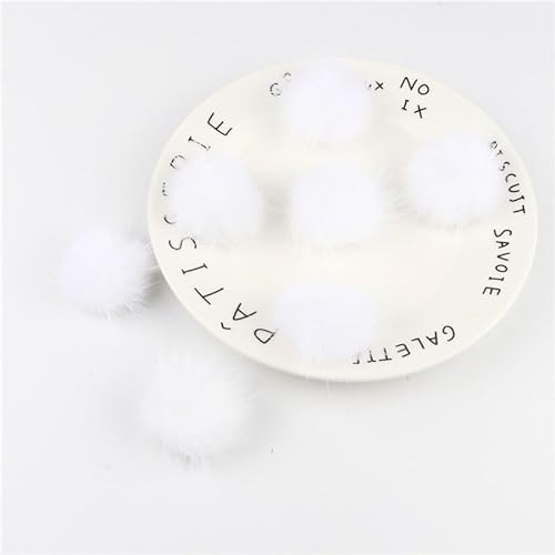 40 mm, 5 Pompon-Bälle, geeignet für Bastelbedarf (Farbe: Weiß)