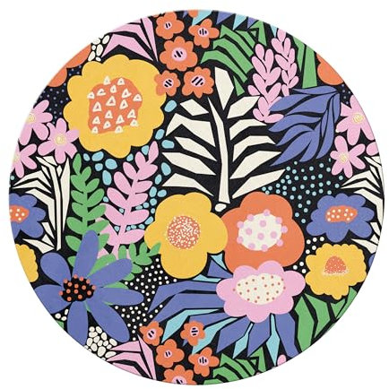 Miquelrius - Tapis de Souris, Taille ø200mm, matériau Polyester pour Glissement Doux, Base Ferme en Caoutchouc pour Une Prise Ferme, Collection Jardin Floral