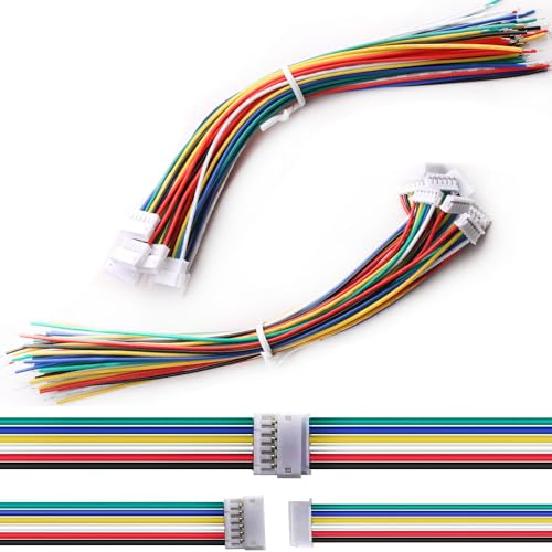 VISSQH 20pcs(10Paia) JST Connettore Mini, JST 1.5 ZH 6 pin Connettore Maschio e Femmina con 150mm 28AWG Cavo,JST Micro Elettrico Spina Presa Connettore
