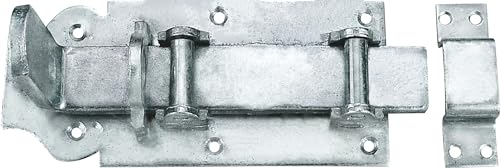 Connex Rollen-Schlossriegel - 180 x 80 mm - Mit flachem Griff & Schlaufen - verzinkt/Stalltür-Rollen-Schlossriegel/Schlossfalle/Türriegel/Schiebeschloss/Türschloss/Beschlag / DYB2207011