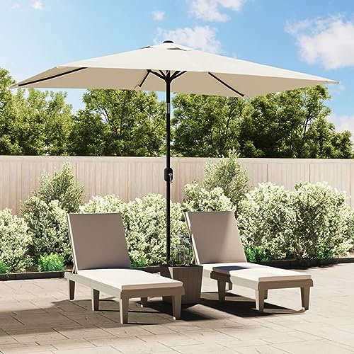 ARKEM Parasol 200 x 300 cm Blanc Sable Rectangulaire,Parasol de Jardin Exterieur,Protection UV,Parasol,