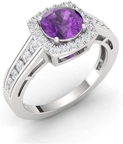 NYZA JEWELS Amethyst Runder 6,00mm Cocktail Ring | Sterlingsilber 925 mit Rhodinierung | Hochzeits, Jubiläums Und Verlobungskollektion (52)