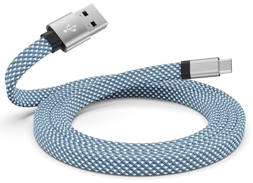 Magtame 5ft Magnetic USB A to USB C Cable - Flat Type Fast Charging Charger for Samsung Galaxy Pad, Blue