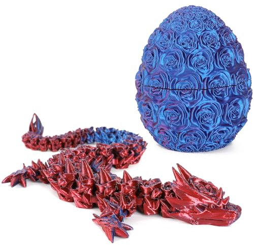 3D Printed Dragon Egg with Articulated Crystal Toy Inside - Flexible Joints Mysterious Home Office Decor for Adults and Kids
