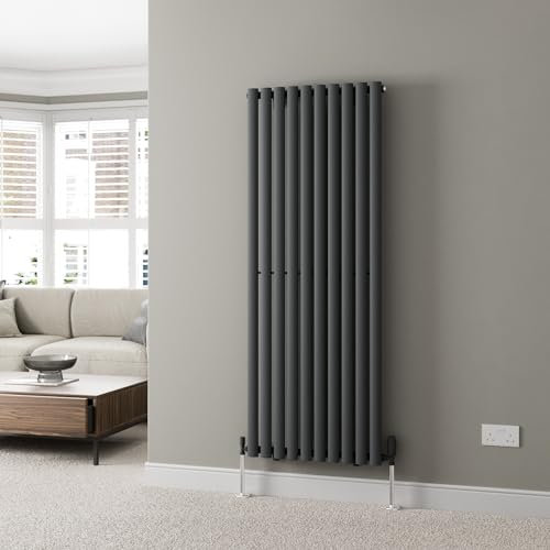Radiant Living Designer Radiator Anthracite Vertical Oval Column Single Panel Rad 1600x600mm