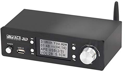 DUBEI Dolby 5.1 Audio Decoder, audio digitale e analogico con BT-5.0 HDMI 4K 3D, coassiale, ottico, AUX, U Disk, ingresso PC-USB, 192 Khz/24 bit, adatto per Home Theater Game Music
