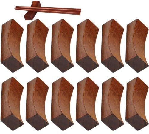 Lipfer 12 Uds. Soportes para Palillos De Madera, Soportes para Palillos Cóncavos Individuales, Soporte para Cubiertos, Estante para Vajilla Reutilizable