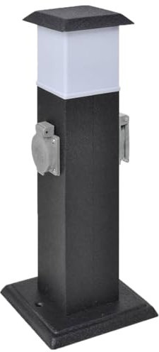 Mengtu Enchufe eléctrico de jardín con pilar negro con luz para muebles para interior/exterior