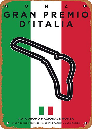 Vintage Look Metal Sign - My F1 Racetrack Posters My F1 Monza Race Track - 8X12 Tin Plate Wall Decor