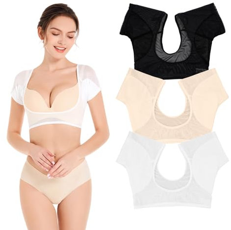 WACH AUF 3 Stück Underarm Pads Vest Sweat Pads Cotton Absorbent Sweat Pads Breathable Integrated Spitze Damen Against Sweat Spaghettiträger Protection Against Sweat Stains Sexy(Schwarz,Weiß,Beige) S