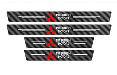 Auto Einstiegsleisten Schutz für Mitsubishi Colt Z30 2004-2012, Türschweller Aufkleber Lackschutzfolie Einstiegsleisten Türschweller Kohlefaser Anti-Kratz mit Logo Zubehör,4PCS