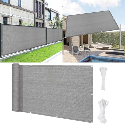 Brise Vue Balcon Exterieur 60 x 300 cm Revêtement et Pare Vue de Balcon Brise-Vue Occultant Écran Vent Au Vent, Résistance à La Déchirure pour Balcon Jardin Patio Terrasse, Gris Clair