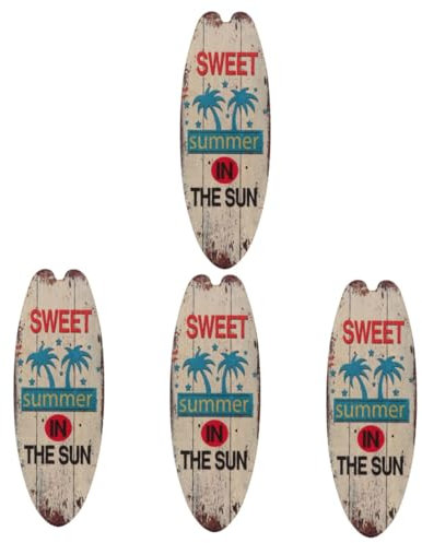 Zerodeko 4stücke Surfboard Wanddeko Vintage Surfboard Holzschild Für Strand Und - Dekoratives Hängeschild Für Partys Und Wohnräume Stil Robust Und